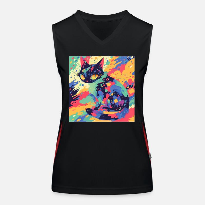 Chat, Motif De Chat Débardeur respirant contrasté Femme