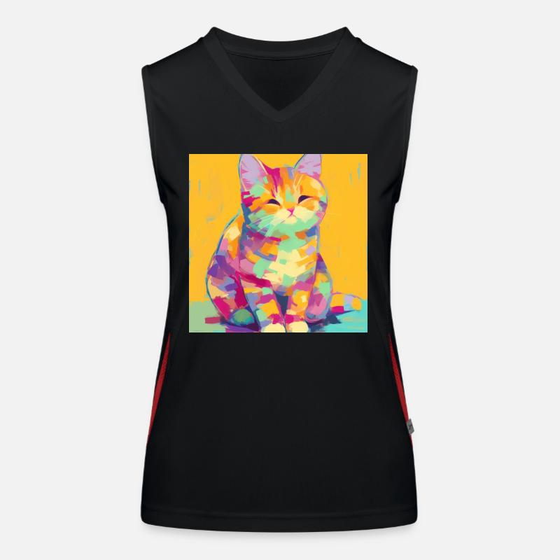 Chat, Motif De Chat Débardeur respirant contrasté Femme