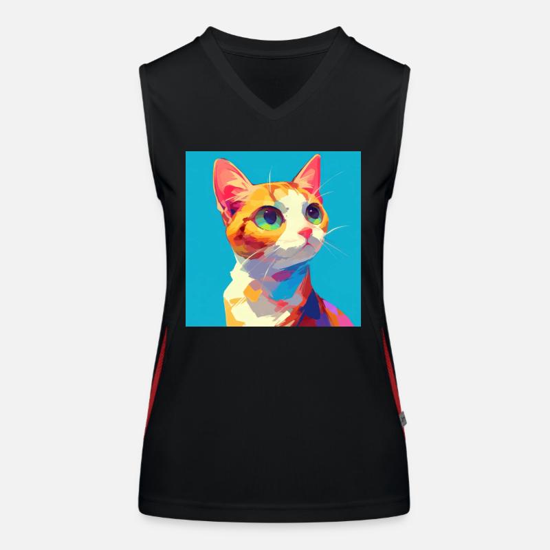 Chat, Motif De Chat Débardeur respirant contrasté Femme