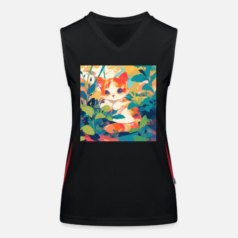 Chat, Motif De Chat Débardeur respirant contrasté Femme