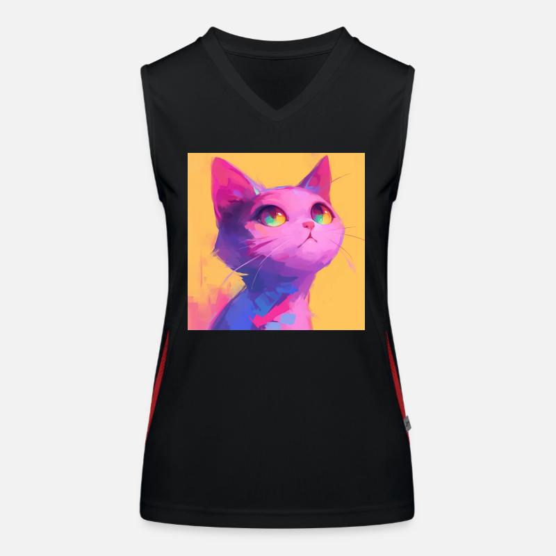 Chat, Motif De Chat Débardeur respirant contrasté Femme