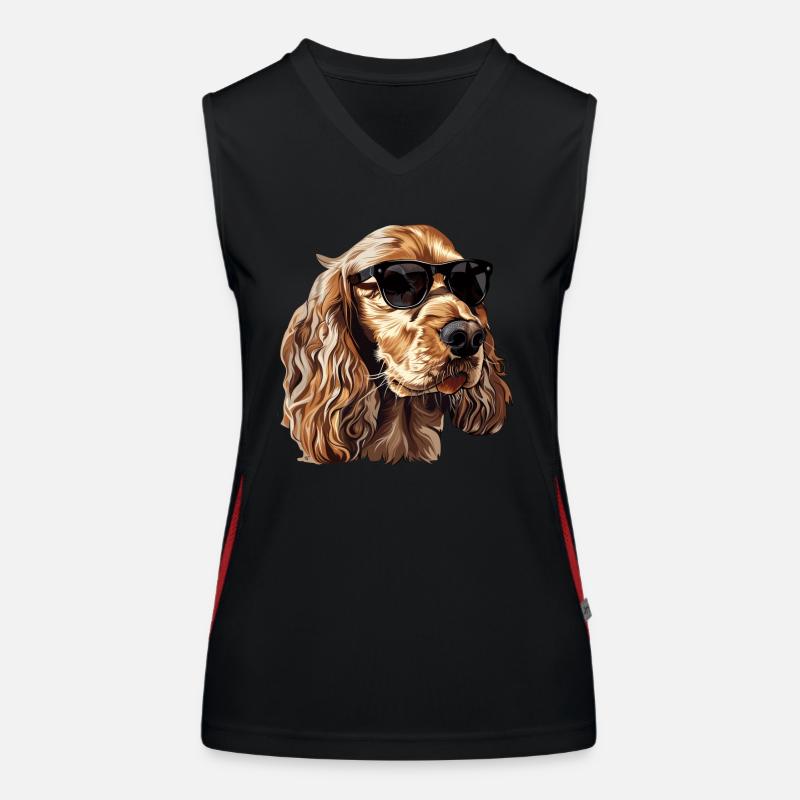 English Cocker Spaniel, Dog, Sunglasses, Summer Women's Functional Contrast Tank Top