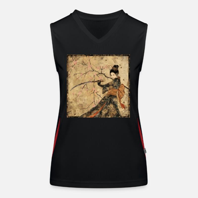 Japanisch, Samurai, Kirschblüte, Kunst, Ukiyo-E, s Funktionelles Kontrast-Tank Top für Frauen