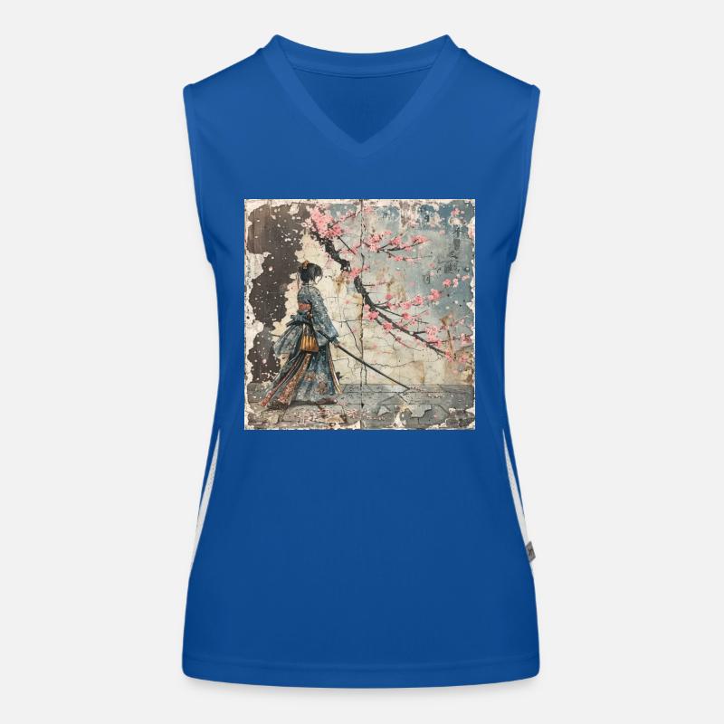 Japanisch, Samurai, Kirschblüte, Kunst, Ukiyo-E Funktionelles Kontrast-Tank Top für Frauen