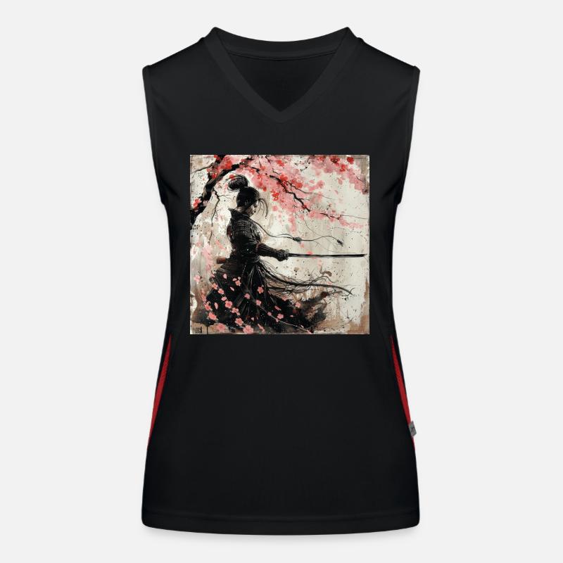 Japanisch, Samurai, Kirschblüte, Kunst, Ukiyo-E Funktionelles Kontrast-Tank Top für Frauen