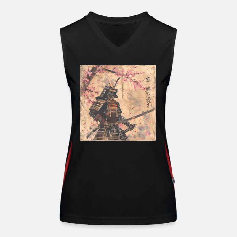 Japanisch, Samurai, Kirschblüte, Kunst, Ukiyo-E Funktionelles Kontrast-Tank Top für Frauen