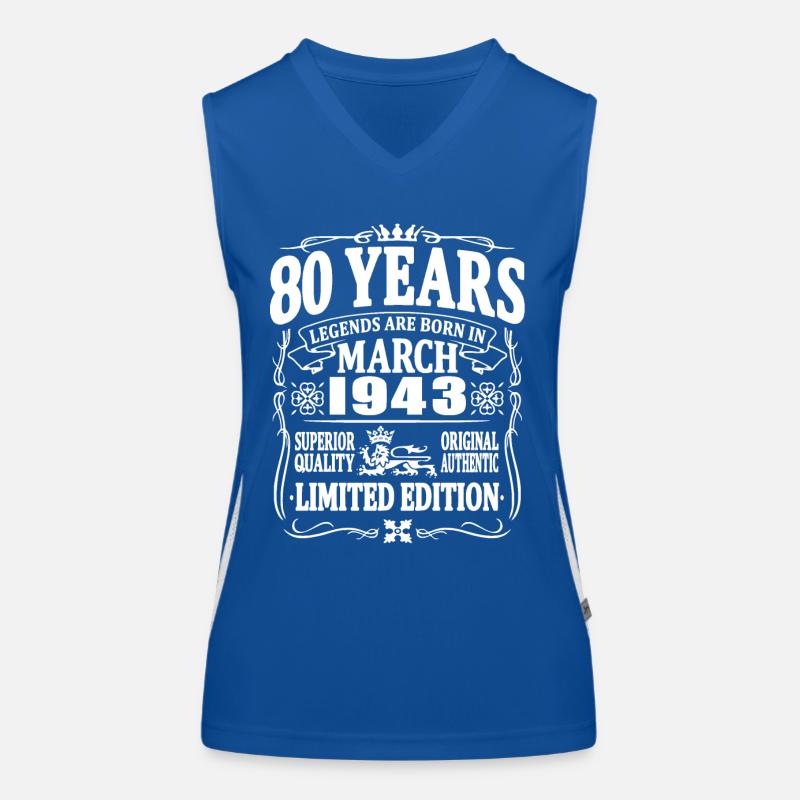80 ans - né en mars 1943 Débardeur respirant contrasté Femme