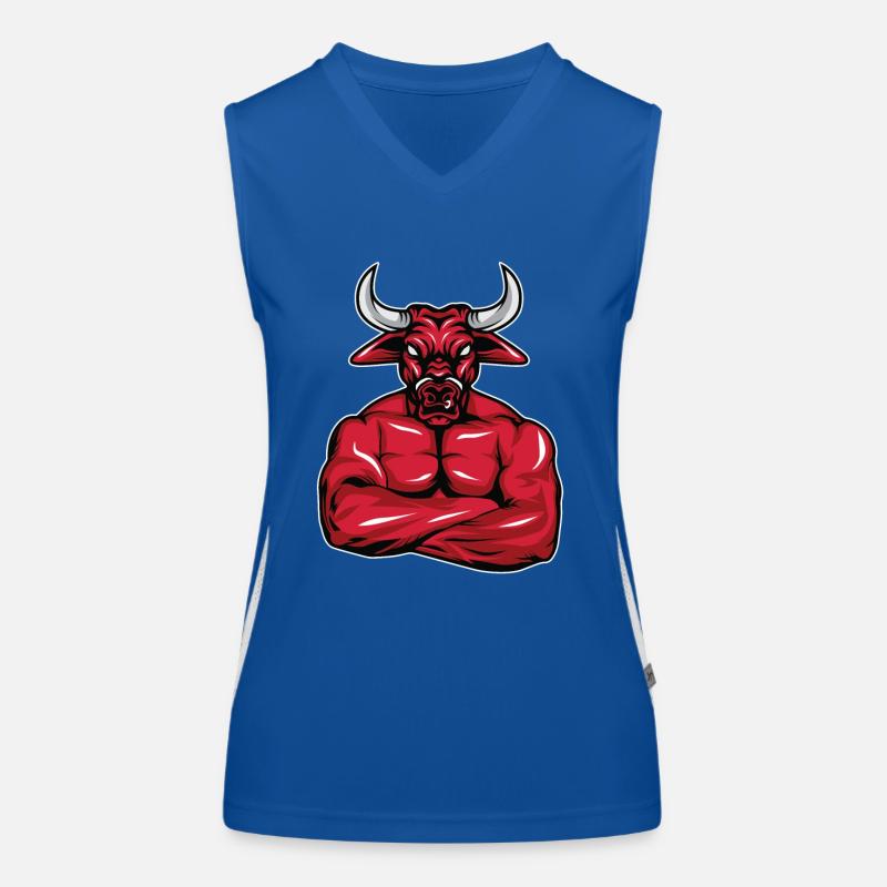 Bodybuilder Taurus Muscles Cadeau de remise en forme Débardeur respirant contrasté Femme