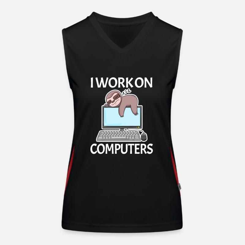 I work on computers computer nerd lazy funny Women's Functional Contrast Tank Top