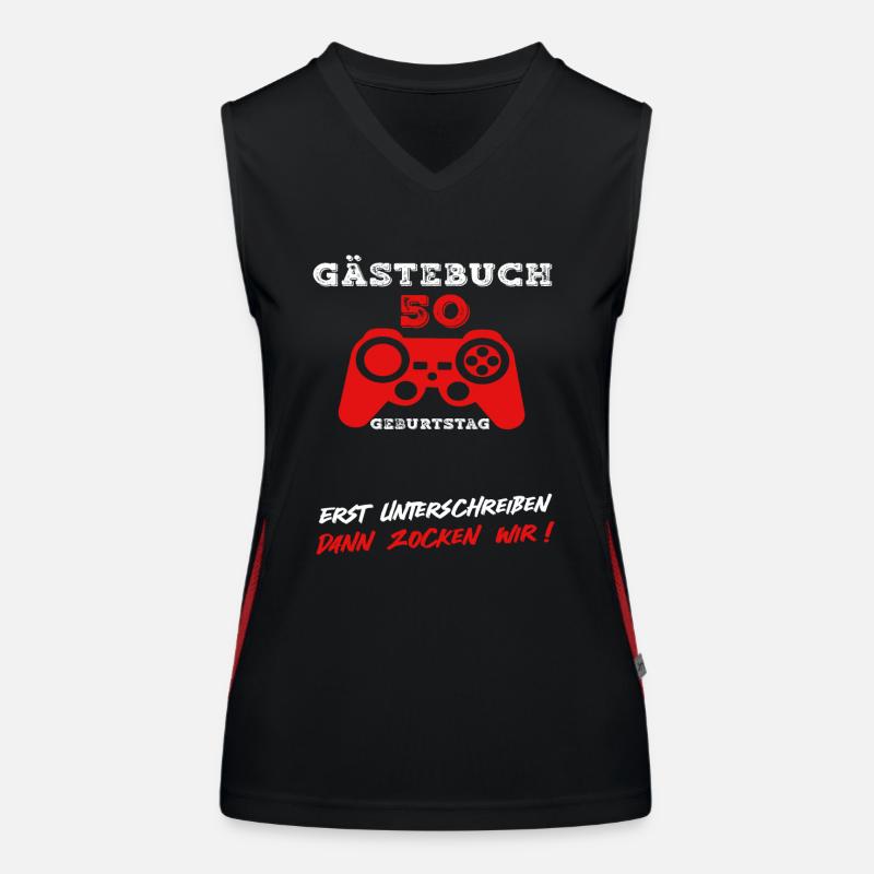 Gaming 50 Geburtstag Controller Gamer Spruch Funktionelles Kontrast-Tank Top für Frauen