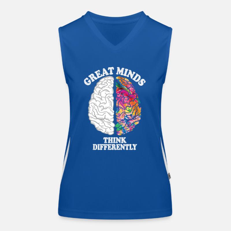 Les grands esprits pensent différemment cerveau créatif Débardeur respirant contrasté Femme