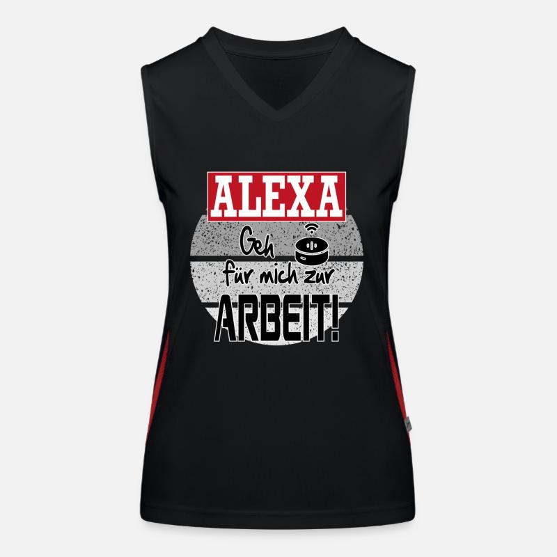 Sprüche Arbeit Beruf Alexa Funktionelles Kontrast-Tank Top für Frauen