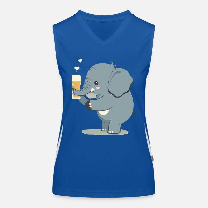 Süßer Elefant trinkt ein großes Glas Bier Funktionelles Kontrast-Tank Top für Frauen