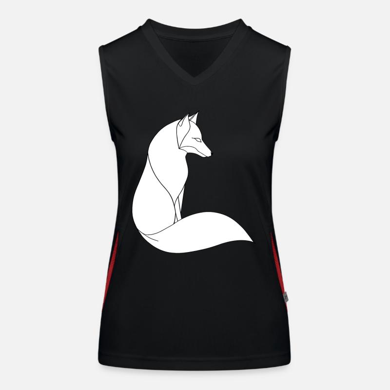 Fuchs in feiner Linienkunst auf weiß Funktionelles Kontrast-Tank Top für Frauen