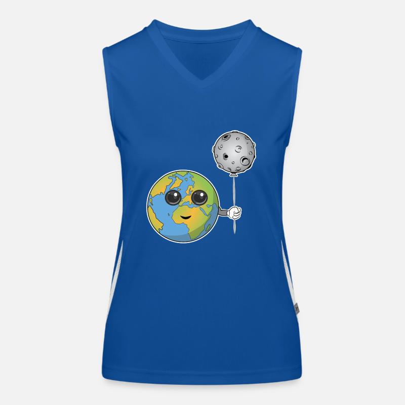 Erde mit einem Mondballon Funktionelles Kontrast-Tank Top für Frauen