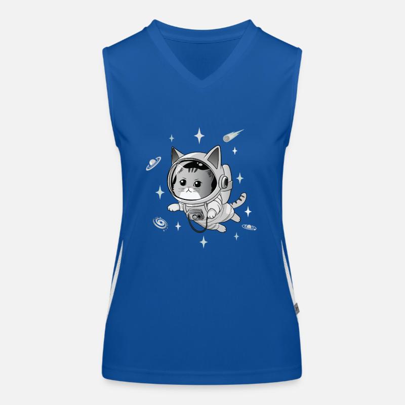 Astronaut Katze Funktionelles Kontrast-Tank Top für Frauen