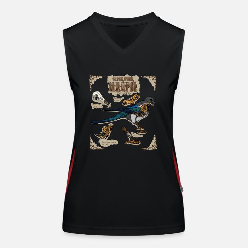 Steampunk Uhrwerk Magpie Funktionelles Kontrast-Tank Top für Frauen