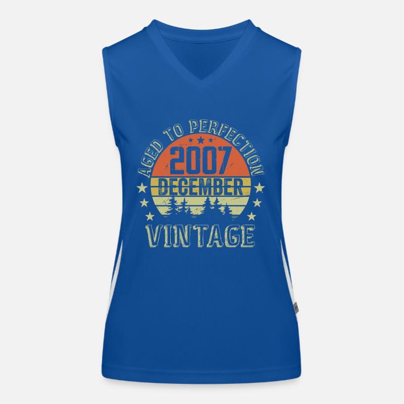 Retro Birthday Gift - Born In December 2007 Women's Functional Contrast Tank Top