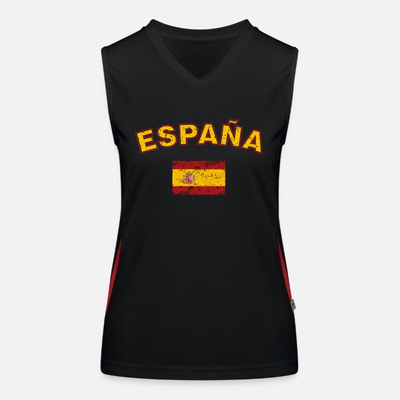 Drapeau de l’Espagne, effet usé et texte Débardeur respirant contrasté Femme