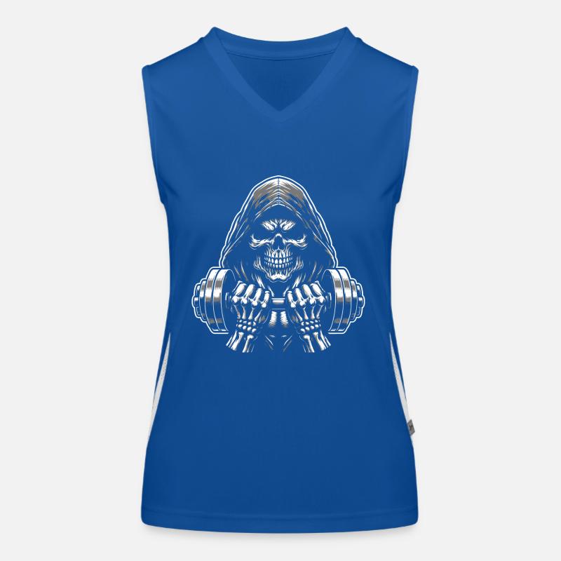 No Limit Workout Bodybuilding Skull with Dumbbell Women's Functional Contrast Tank Top