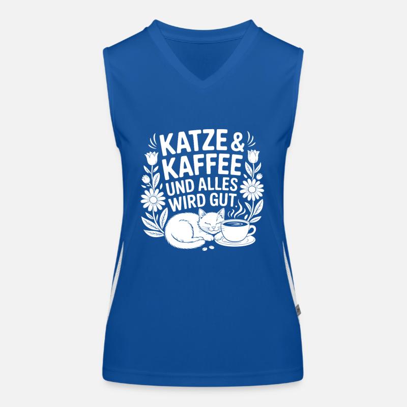 Katze und Kaffee und alles wird gut Funktionelles Kontrast-Tank Top für Frauen