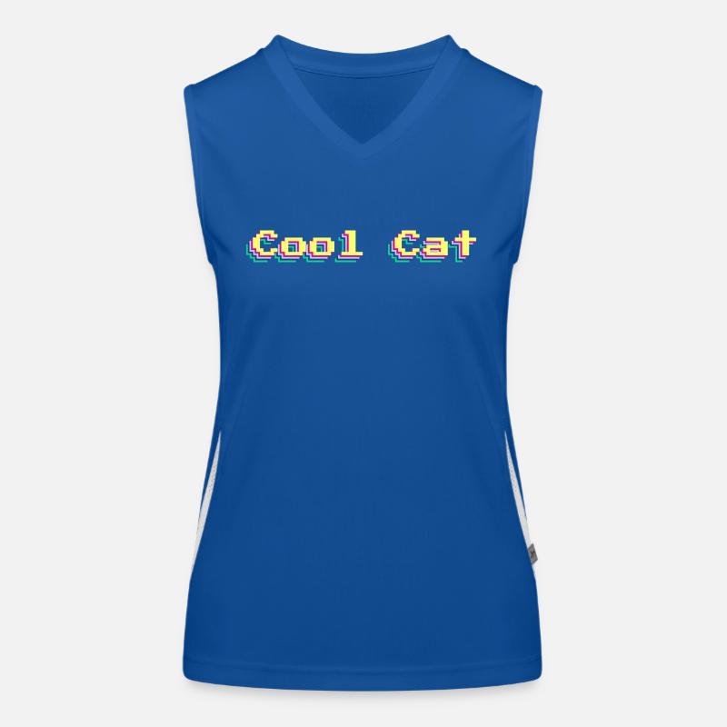 Cool Cat 90s Design Colorful 3D Pixel Art Women's Functional Contrast Tank Top