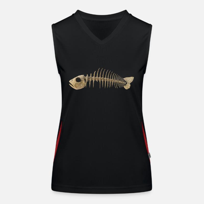 Fisch Gräten - Fish Skeleton Fish bone Funktionelles Kontrast-Tank Top für Frauen