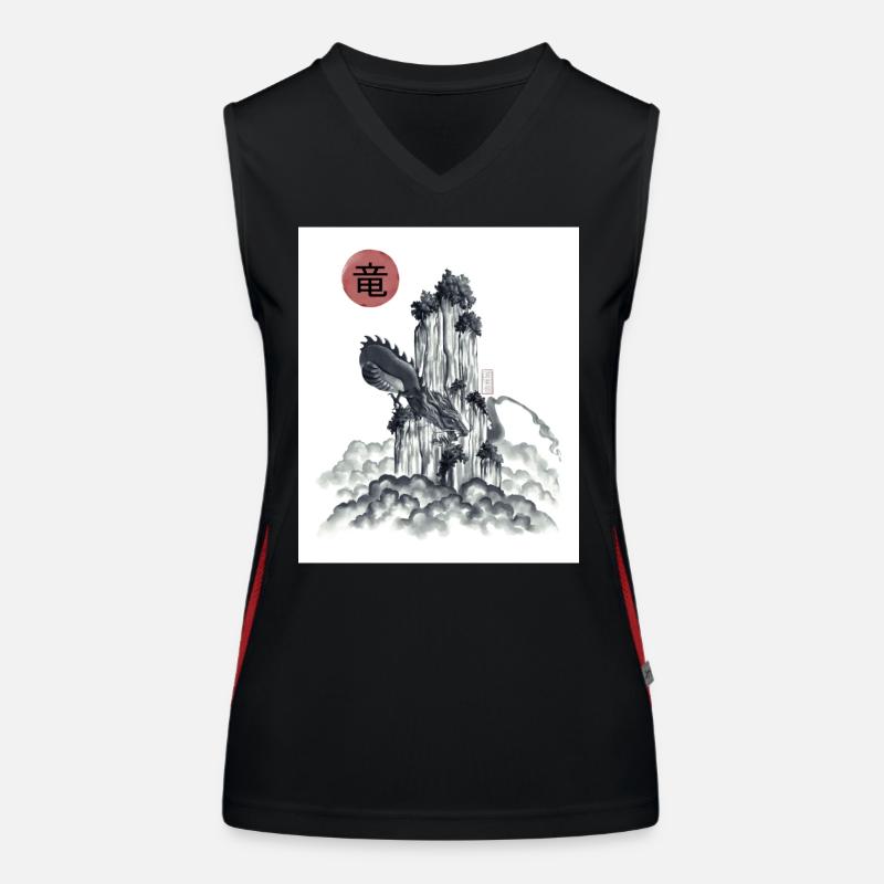Sumi-e Drache Funktionelles Kontrast-Tank Top für Frauen
