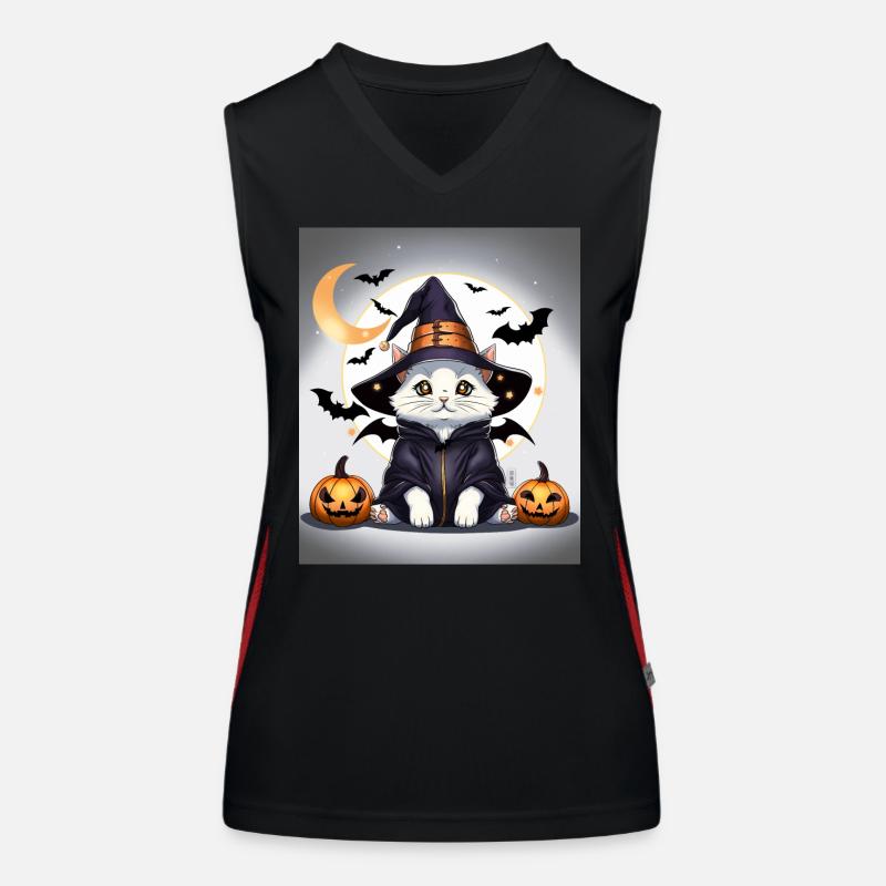 Mignonne sorcière Neko d’Halloween Débardeur respirant contrasté Femme