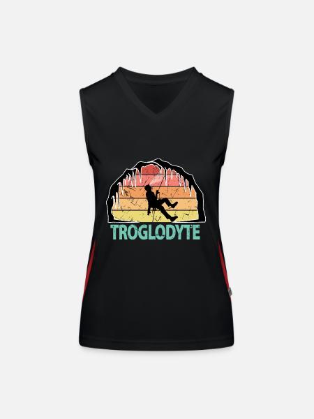 Troglodyte Funny Caving - Potholing Speleology - Women's Functional Contrast Tank Top - black/red - Front