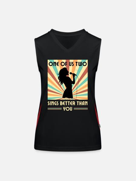 Einer Von Uns Beiden Singt Besser Als Du - Funktionelles Kontrast-Tank Top für Frauen - Schwarz/Rot - Vorne