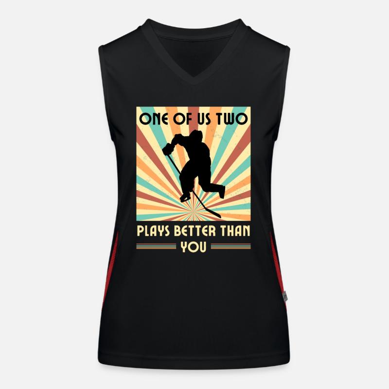 Einer Von Uns Beiden Spielt Besser Eishockey Funktionelles Kontrast-Tank Top für Frauen