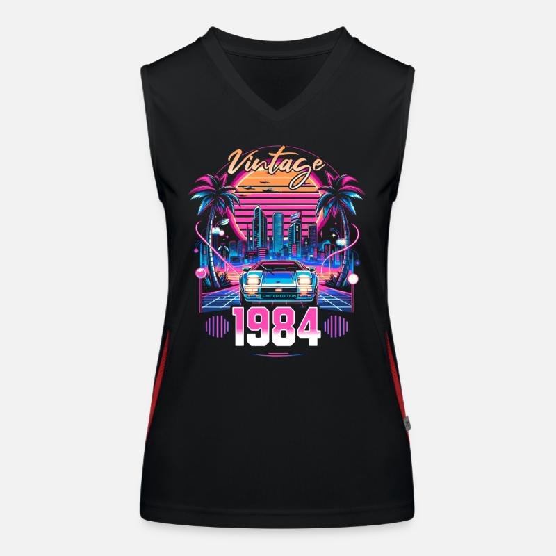 Synthwave Retro 40eme Anniversaire 1984 Débardeur respirant contrasté Femme