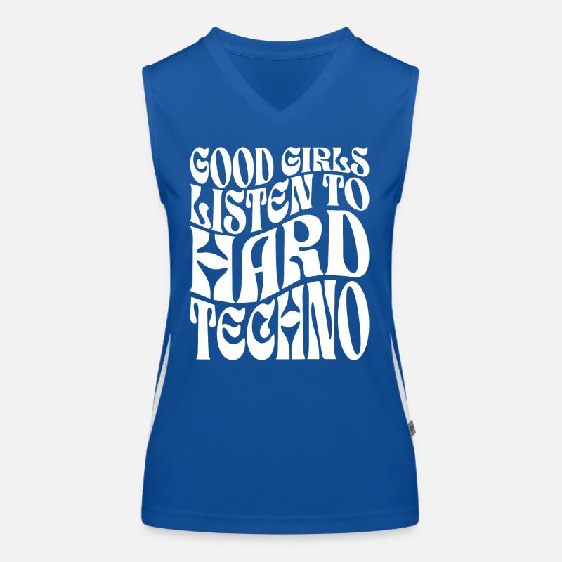Mädchen hören Hard Techno EDM Funktionelles Kontrast-Tank Top für Frauen