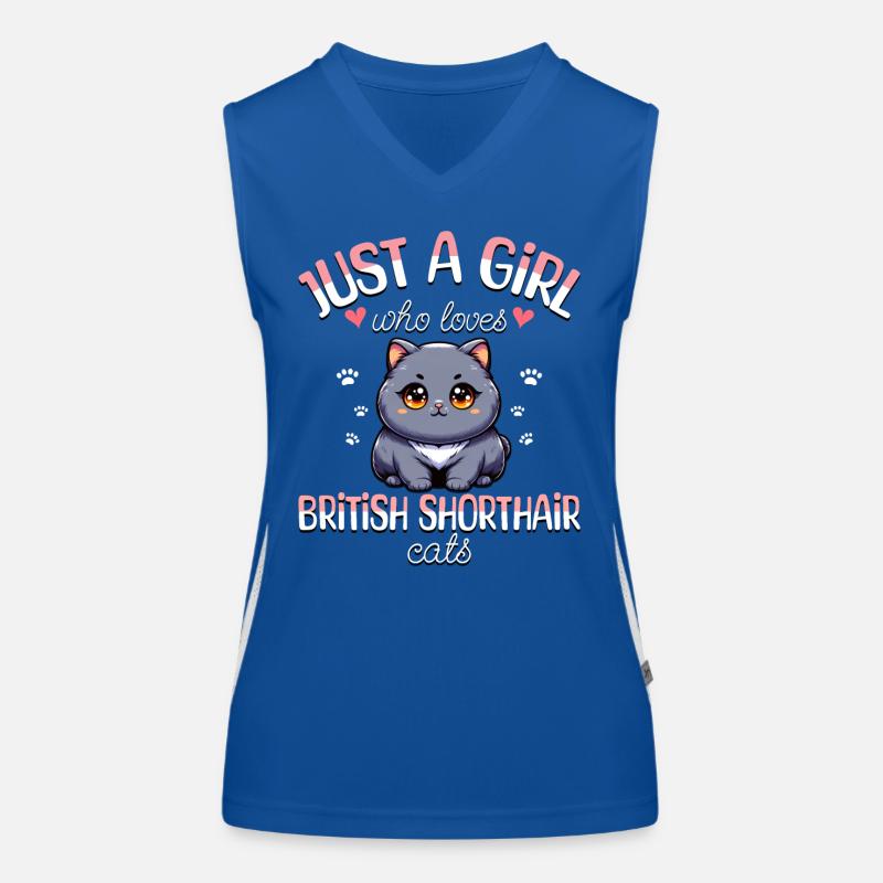 Mädchen Liebt Katze Britisch Kurzhaar Funktionelles Kontrast-Tank Top für Frauen