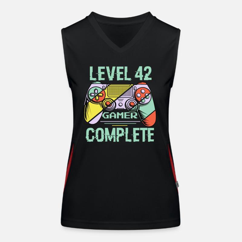 Level 42 Complete 42 Years Old Gamer Level 42 Complete Women's Functional Contrast Tank Top