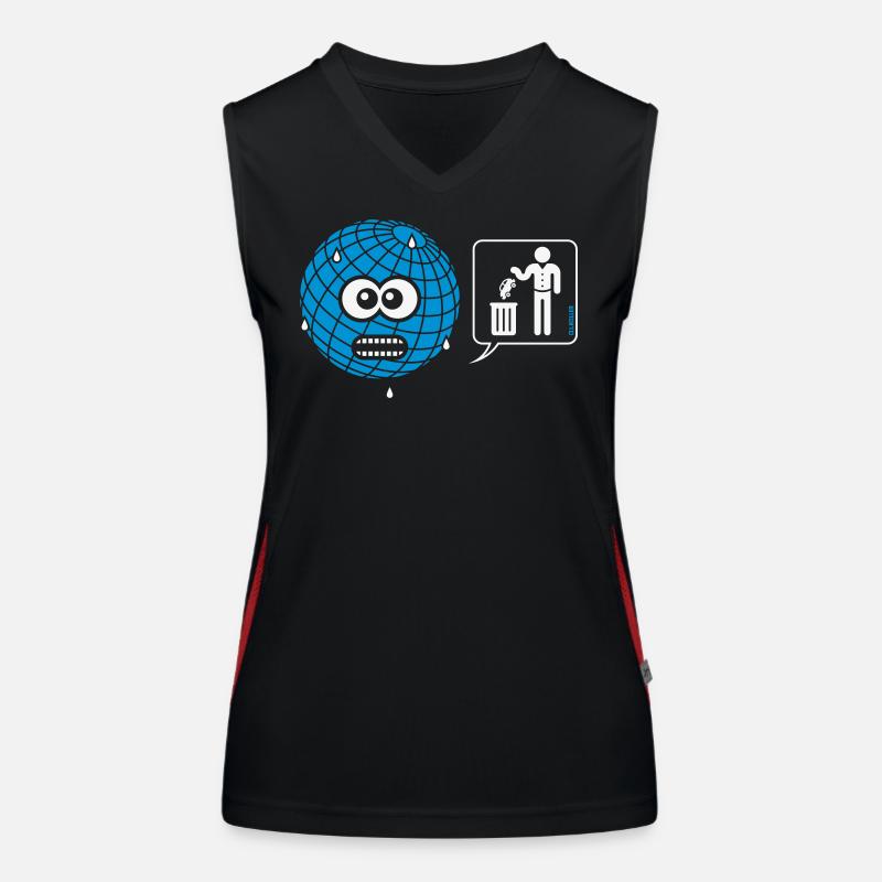 Cartoon: Earth - Avoid Driving / Abolish Car! Women's Functional Contrast Tank Top