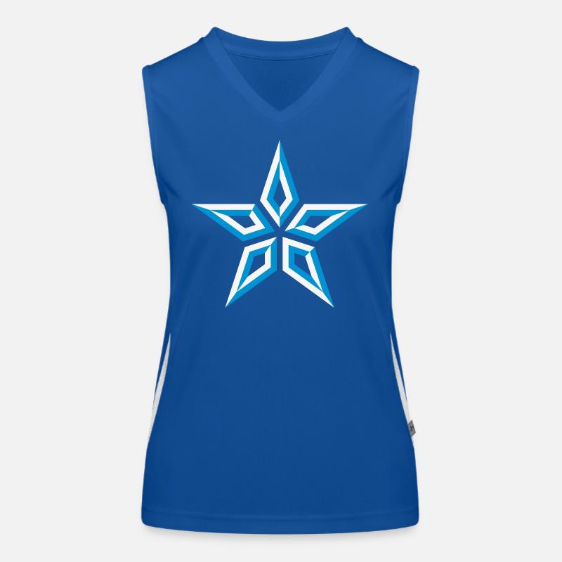 Design d’étoile (à cinq branches / Bleu et blanc) Débardeur respirant contrasté Femme