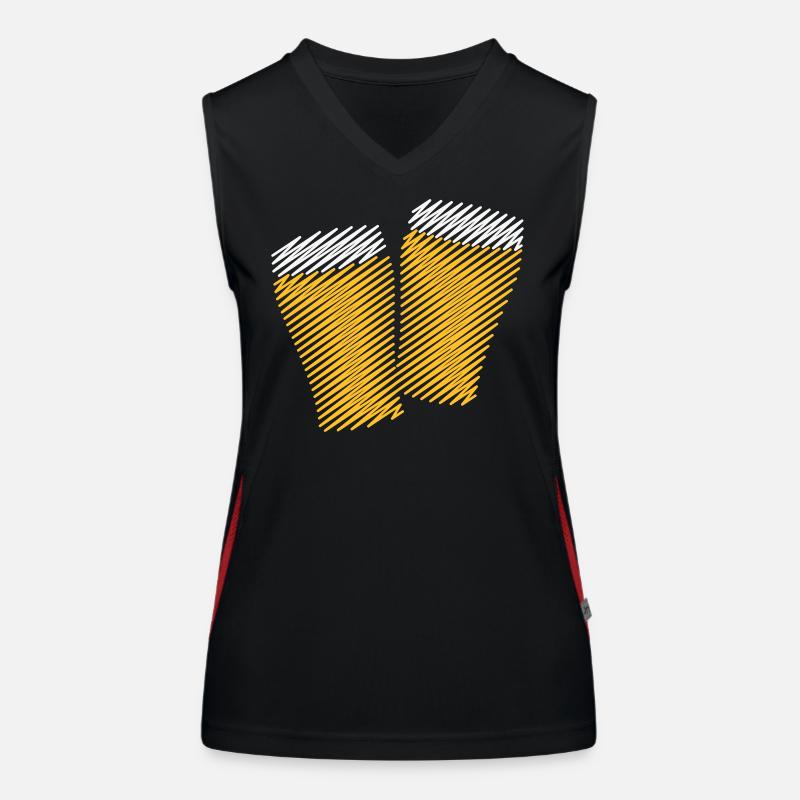 2 Biergläser Stoßen An (Bier / Scribble) Funktionelles Kontrast-Tank Top für Frauen