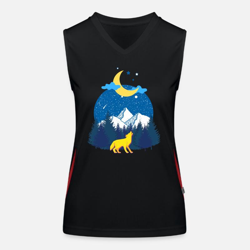 Rêves d’hiver! Le Loup et la Lune Débardeur respirant contrasté Femme