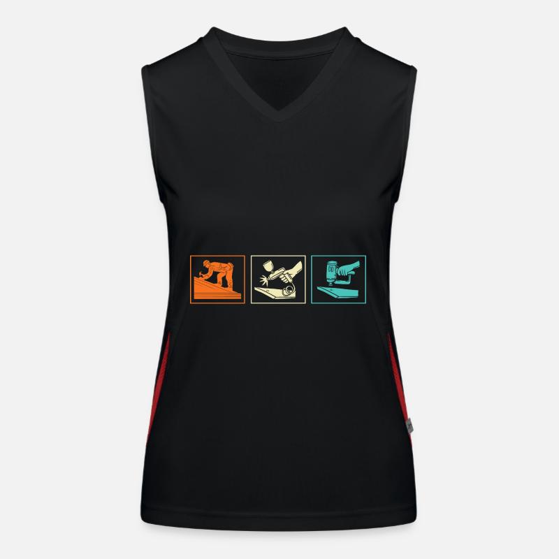 Dachdecker Handwerker Beruf Spruch Funktionelles Kontrast-Tank Top für Frauen