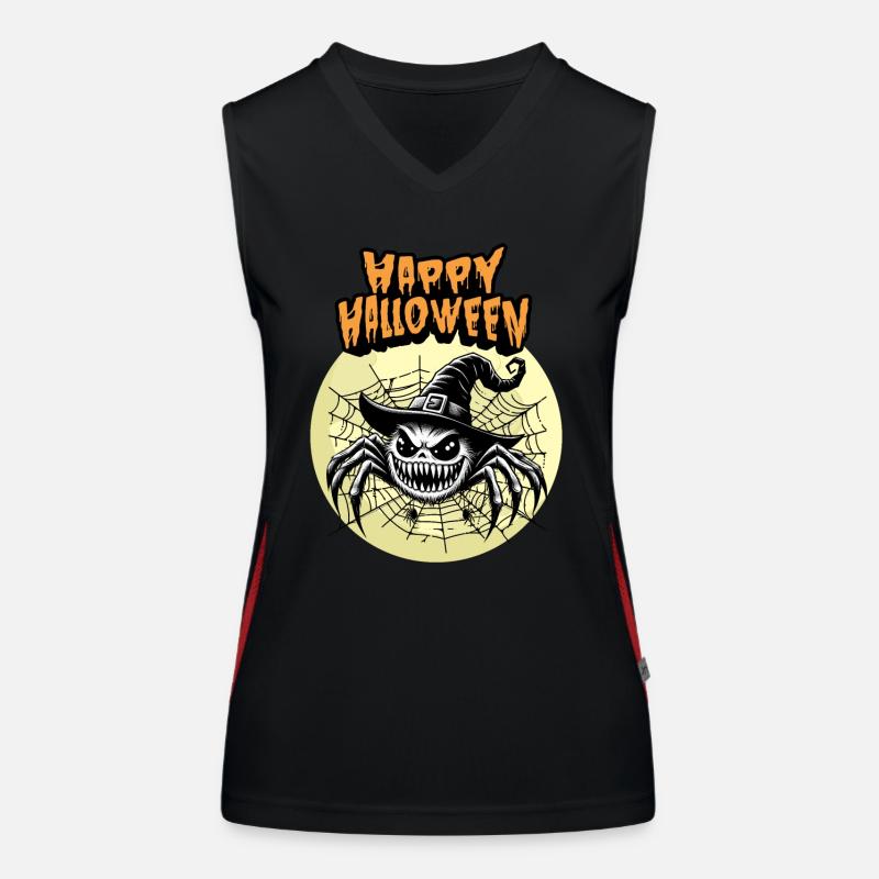 Happy Halloween Spider Spider Web Witch Witch Hat Women's Functional Contrast Tank Top