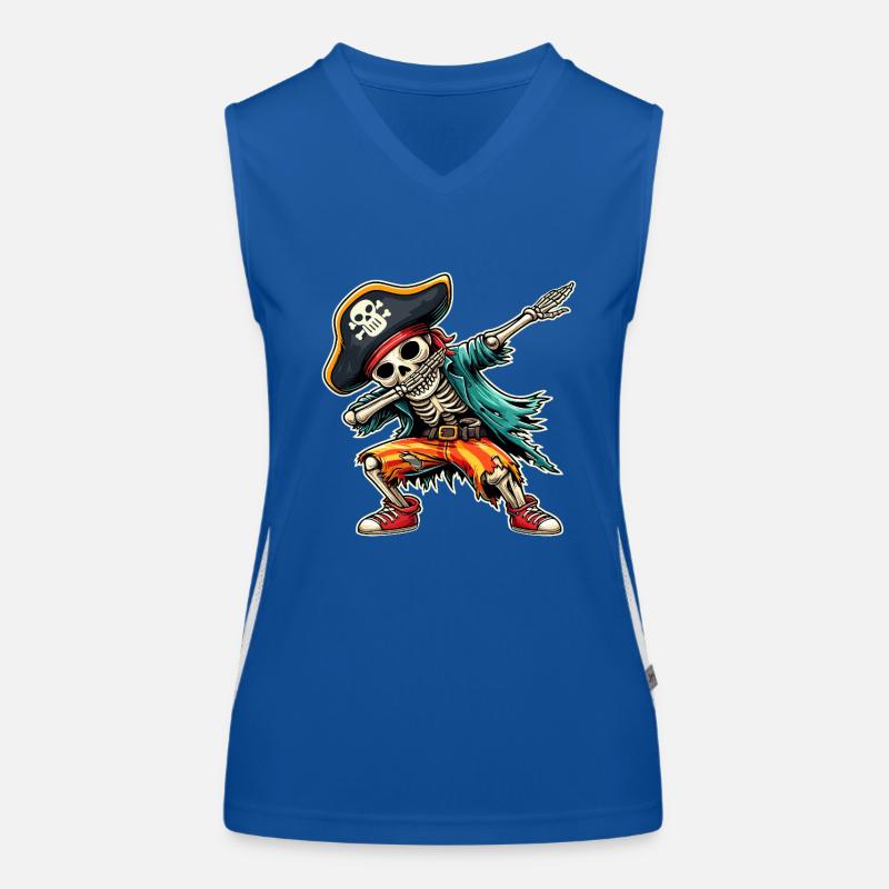 Carnival Pirate Skeleton Dabbing Pirate Hat Alaaf Women's Functional Contrast Tank Top