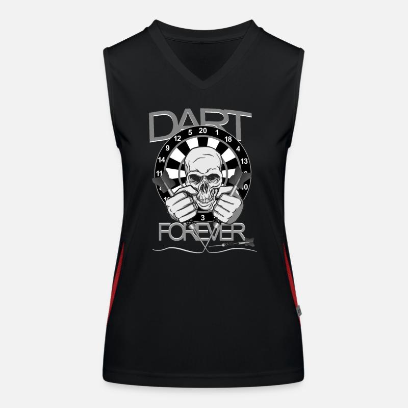 DART FOREVER Conception de crâne pour les joueurs de fléchettes Débardeur respirant contrasté Femme
