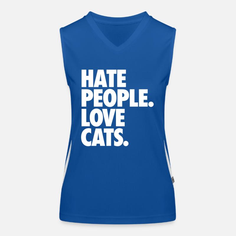 Hate People. Love Cats. Funktionelles Kontrast-Tank Top für Frauen