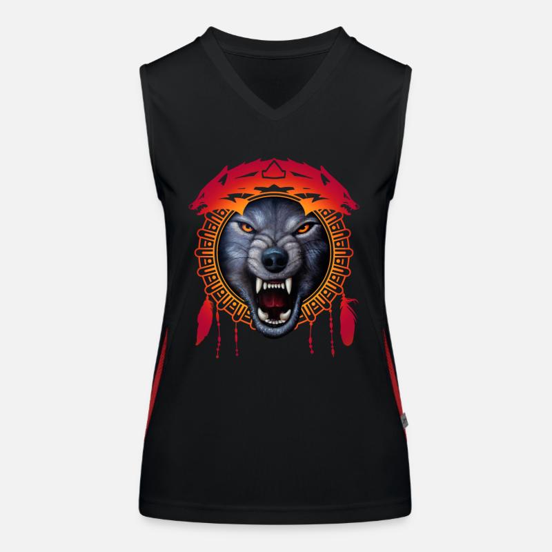 wolf - Women's Functional Contrast Tank Top - black/red