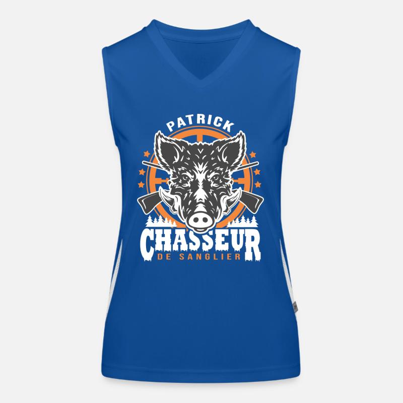 Patrick chasseur de sanglier Humour Chasse Débardeur respirant contrasté Femme