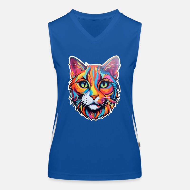 Katze psychedelisch Funktionelles Kontrast-Tank Top für Frauen