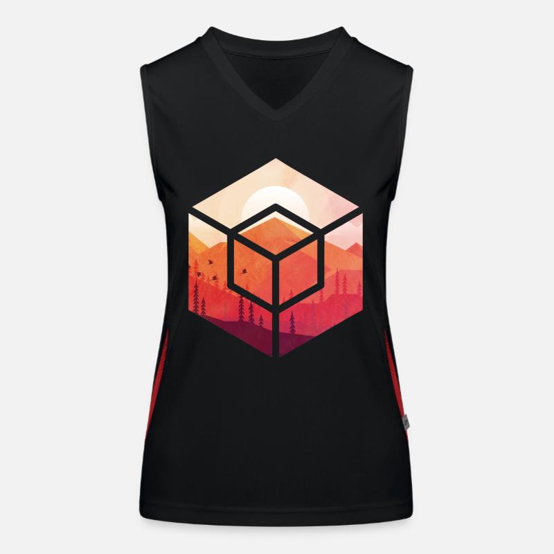 Coucher de soleil dans le cube Débardeur respirant contrasté Femme