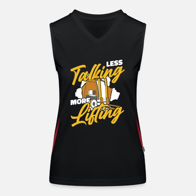 Less Talking More Lifting Teleskoplader Funktionelles Kontrast-Tank Top für Frauen